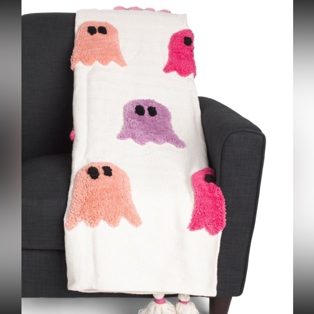 Rachel Zoe Colorful Pastel Ghost Throw Blanket TikTok Viral Halloween Tassel NWT
